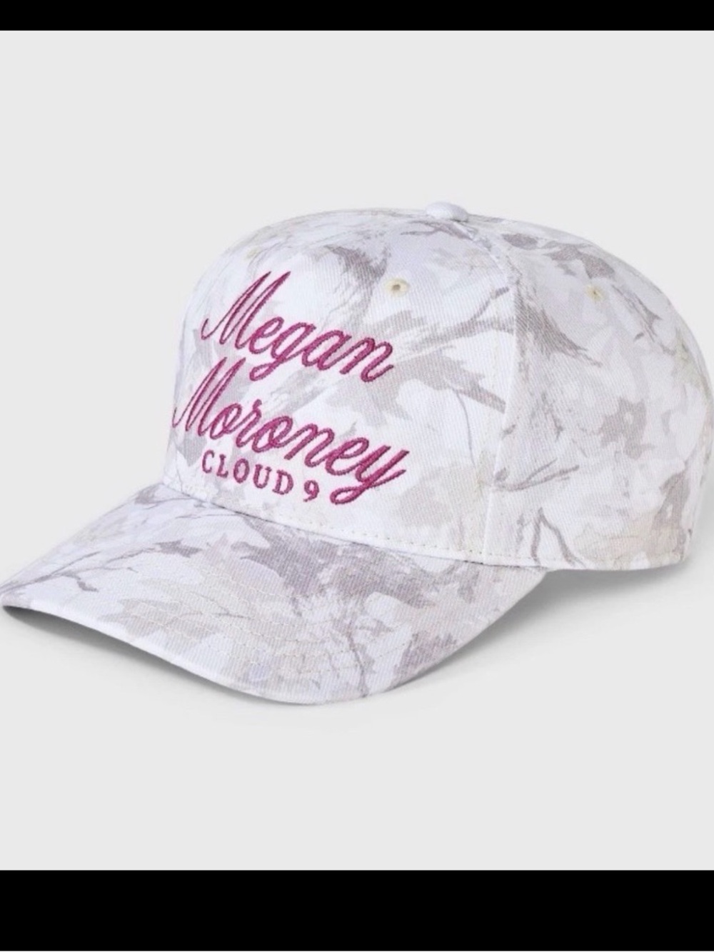 NWT - Target brand Cloud 9 White Marble Baseball Cap(Megan Mooney lettering)